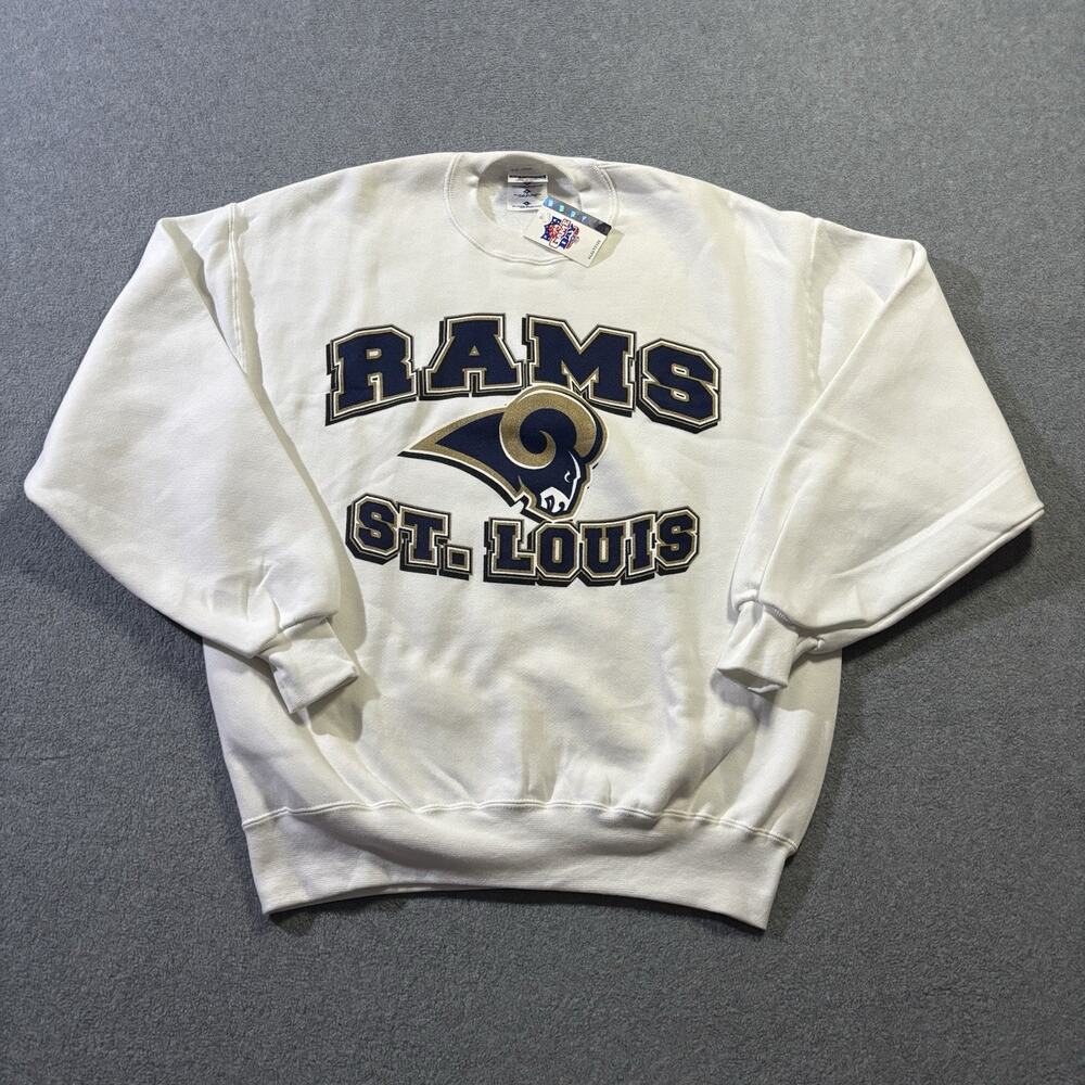 Vtg 90s St Louis Rams Jerzees Crewneck Sweatshirt Large‎ NWT Deadstock USA Made